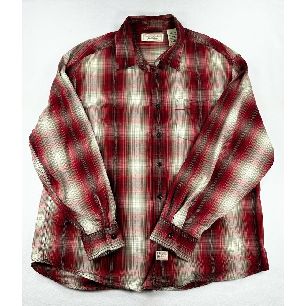 Levi Strauss Signature Mens 2XL Red Plaid Cotton Button Down Shirt Long Sleeve
